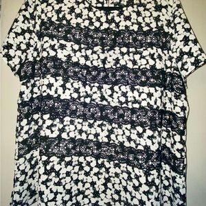 Karl Lagerfeld Monochrome Lace Pattern Blouse